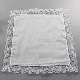 25 cm Blanc Dentelle Mouchoir Mince 100 Coton Serviette Femme Cadeau De Mariage Décoration De Fête Serviette En Tissu DIY Plaine Blanc Mouchoir 3286026