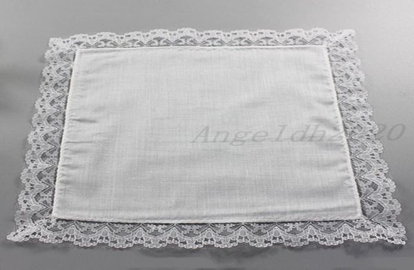 25 cm en dentelle blanche Mandkerchief 100 coton serviette femme de mariage Gift Party Decoration Tissure DIY DIY PLAIR Vierge Mandkerchief5347040