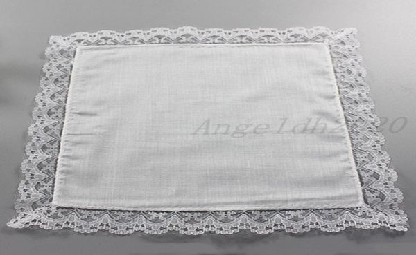 25 cm en dentelle blanche Mandkerchief 100 coton serviette femme de mariage Cadeau de mariage décoration napkin diy mouchoir vide nature 6131013