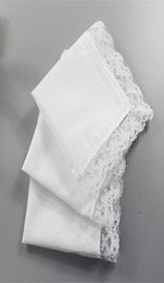 25 cm en dentelle blanche mince mouchoir serviette en coton femme de mariage cadeau de fête de fête de fête de nage bricol