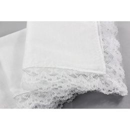 25 cm wit kanten dunne zakdoek katoenen handdoek vrouw bruiloft geschenk feest decoratie doek servet diy gewoon blanco jllkrf sinabag