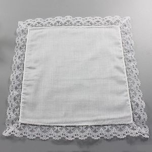 25 cm blanc dentelle mince mouchoir coton serviette femme mariage cadeau fête décoration tissu serviette bricolage plaine blanc RH1269