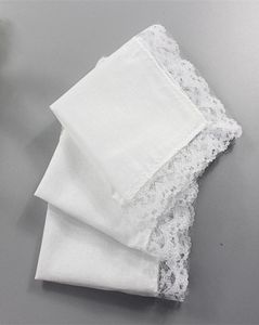 25 cm dentelle blanche mince mouchoir coton serviette femme cadeau de mariage fête décoration tissu serviette bricolage plaine blanc FWB67789492872