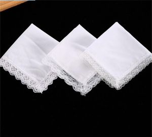 25 cm wit kanten dunne zakdoek katoenen handdoek vrouw bruiloft cadeau feest decoratie doek servet Diy gewoon blanco GWA60621271658