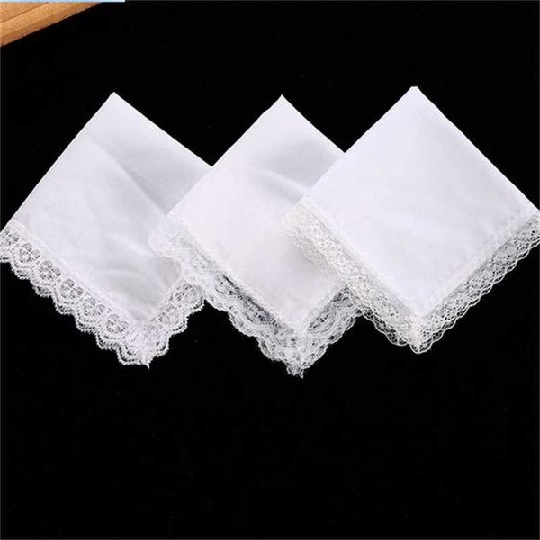 25 cm blanc dentelle mince mouchoir coton serviette femme mariage cadeau fête décoration tissu serviette bricolage plaine blanc DAP424