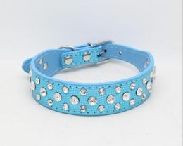 25 cm breites Bling-Strass-Diamant-Katzen-Hundehalsband aus PU-Leder für Hunde, 5 Farben, G9902144397