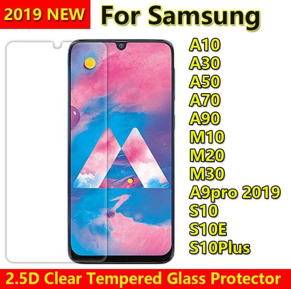 Protector de pantalla de teléfono de vidrio templado transparente 25D para Samsung Galaxy A10 A20 A20Core A20E A30 A40 A50 A60 A70 A80 A90 A10E A9 PRO 24828971