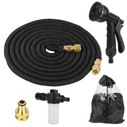 Garden de 25 pieds / 50 pieds d'arrosage du jardin Extensible Water Pipe Gardens fournit des accessoires d'irrigation de lavage de voiture flexible 240422