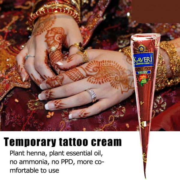 25g Henna India Marrón Color Mehndi Pasta de tatuaje Cono Dibujo temporal Tattoo Tattoo Mujeres Artes de maquillaje Cuerpo de arte