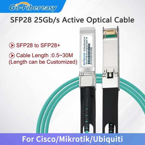 25 Go SFP28 Câble AOC 0,5 m, 2m, 3m, 5m ~ 50m SFP28 25G Câble optique actif pour Huawei, Dell, Ubiquiti, Cisco, Mikrotik Fiber optic Switch Interrupteur à fibre optique