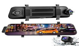 25K miroir voiture DVR 10quot écran tactile Dash Cam commande vocale double caméras avec caméscope de vue arrière caméras de recul étanches 5465171