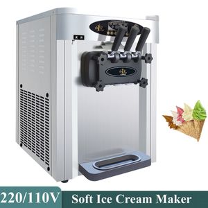 crème glacée commerciale 25L/H faisant à machine l'acier inoxydable trois saveurs sorbetière molle 1800W