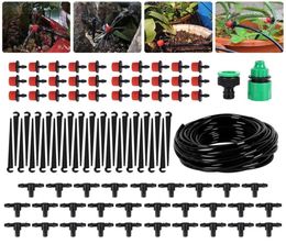 25m Système d'irrigation Drip Drip Tyling à arrosage automatique Micro Drip Kits d'arrosage avec des dégouttières réglables pour le paysage du jardin T2002456402