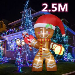 25m opblaasbare kerstdecoraties Giant Gingerbread Man Xmas Bumble Ornament met Buildin 6 LED Kids Outdoor Toy 240407