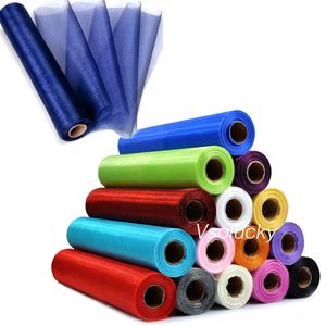 25m x 29 cm pure organza roll stof diy bruiloftsfeest stoel vleugel bogen tafelloper swag decor 220819