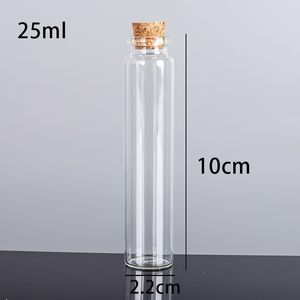 25 ML 22X100X12 MM Petits Mini Bouteilles En Verre Transparent Bocaux avec Bouchons En Liège/Message Mariages Souhaits Bijoux Party Favors