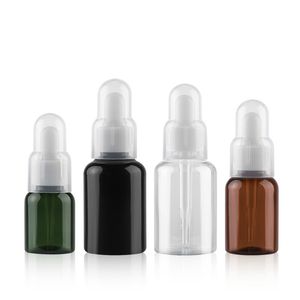 Bouteille vide transparente de compte-gouttes de thé vert d'animal familier de 25ml 35ml 50ml pour la bouteille d'emballage d'essence d'huile essentielle