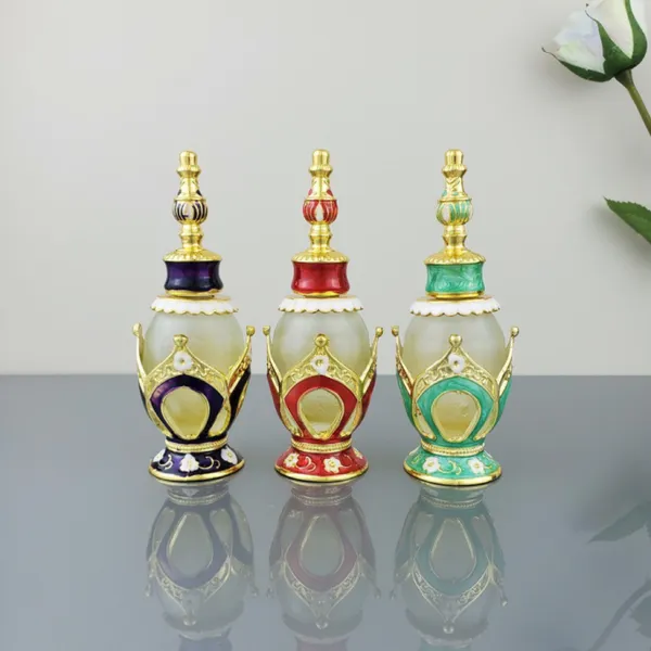 Bouteilles de parfum en verre élégantes de 25ml, bouteilles de parfum vides et rechargeables de dubaï, bouteilles d'huile essentielle de parfum