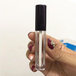 25 ml lege vierkante lipglossbuis plastic doorzichtige lippenstift lippenbalsemfles container met lippenborstel zwarte hoes voor reizen en thuisgebruik Ehkkp