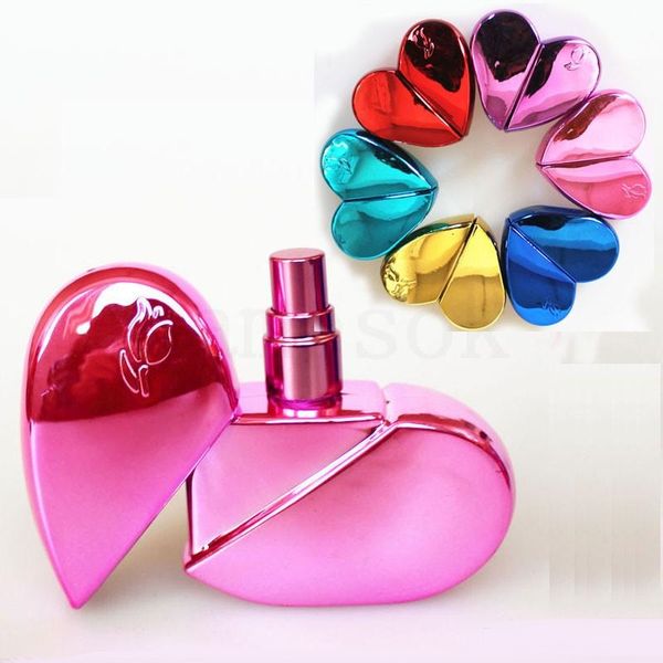 Bouteilles de parfum en verre en forme de coeur de 25 ml avec atomiseur de parfum vide rechargeable pour femmes 6COLORS dc793