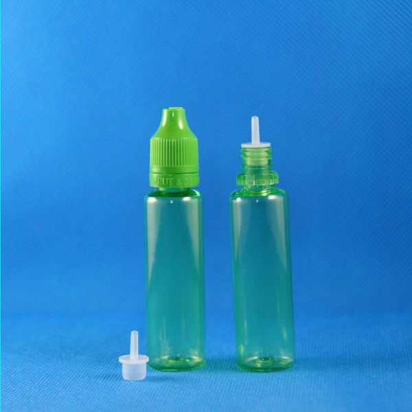 Botella cuentagotas PET de 25 ML Color verde con tapas de doble prueba Altamente transparente A prueba de manipulaciones Botellas comprimibles seguras para niños 100PCS Lxptw