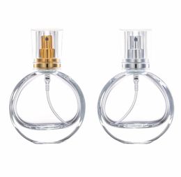 Botella de Perfume redonda de 25ml, pulverizador de vidrio, Mini envases cosméticos de belleza vacíos, atomizador de pulverización de viaje recargable portátil