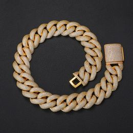 25 мм 18-24 дюйма блестящие тяжелые цепочки золотого цвета микро-установка CZ камень Майами кубинская цепочка ожерелье браслет ювелирные изделия для мужчин ювелирные изделия в стиле панк