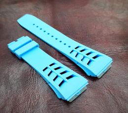 25 mm 20 mm Bébé Bleu Fashion Band Siliconerubber Strap de haute qualité pour Richad Mile RM500301 RM11 RM0119877971