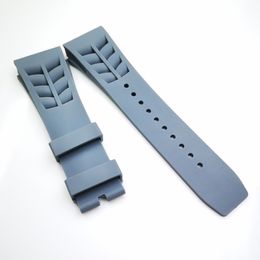 25 mm / 20 mm grijze horlogeband sluiting rubberen band voor RM011 RM 50-03 RM50-01