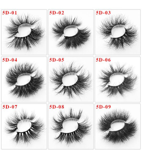 5D doux vison faux cils boîte emballage 25mm fait à la main vaporeux moelleux long cils Nature outils de maquillage des yeux