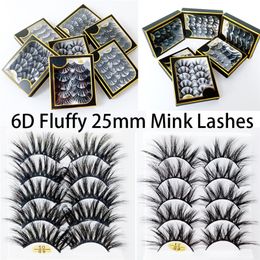 25mm 6D Moelleux Vison Cils 5 Paires/ensemble Naturel Épais Cils Extension Faux Cils Outils De Maquillage