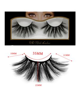 Coussins de 25 mm Flase Strip épais 6D CHINK LASHES LONGES LONS LONS LONGES LE MINDE AVEC LECLAGE J1051