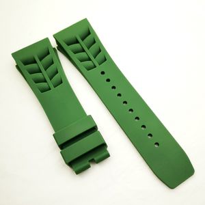 Bracelet de montre vert 25mm, fermoir pliant 20mm, bracelet en caoutchouc pour RM011 RM 50-03 RM50-01