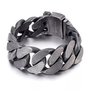 25 mm pesado con cinturón Buck Curb Pulsera de cadena de eslabones cubanos Hombres Punk Rock Oro Plata Negro Acero inoxidable Biker Bike Pulseras masculinas Brazalete Accesorios de joyería