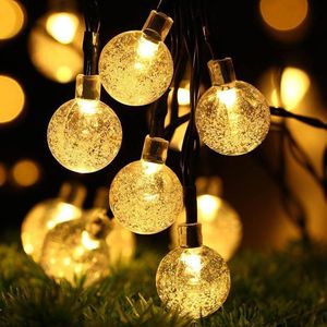 25mm LED Solar String Light Garland Decoration 8 models 20 Heads Crystal Bulbs Bubble Ball Lamp Waterproof For Outdoor Garden Christmas