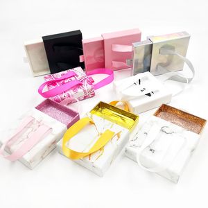 Caja de pestañas de visón de 25mm, cinta extraíble, embalaje de pestañas postizas, caja de pestañas vacía, diseño de dólar de mármol, cajas de pestañas 3D a granel