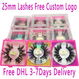 25 mm Mink Lash Vendor 3D 100% MinkHair Pestañas postizas Dramatic Long Wispies Fluffy Eyelash Tiras completas Extensión de pestañas Herramienta de maquillaje Logotipo personalizado gratuito Entrega rápida