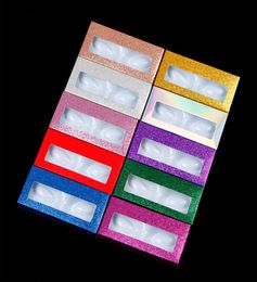 Emballage de boîte de cils de cils de vison de 25 mm avec plateau de style de visage étui de cils en papier vide 10 couleurs boîte d'emballage de cils cils colorés 9902613