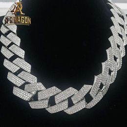 Collier cubain plaqué or blanc pour hommes, diamant Moissanite de luxe, Hip Hop, 25mm