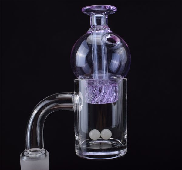 Banger à quartz à col court de 25 mm avec fond plat de 5 mm Gavel avec insert en verre Spinning Carb Cap Terp Pearl pour bong à eau en verre