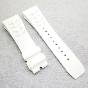 Bracelet de montre blanc 25mm, fermoir pliant 20mm, bracelet en caoutchouc pour RM011 RM 50-03 RM50-01208a