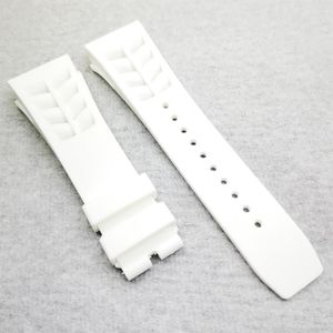 Bracelet de montre blanc 25mm, fermoir pliant 20mm, bracelet en caoutchouc pour RM011 RM 50-03 RM50-01260Z