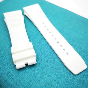 Bracelet de montre blanc en caoutchouc, 25mm, pour RM011 RM 50-03 RM50-01291T