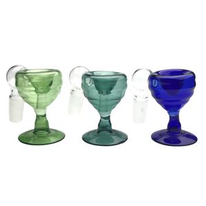 2 pulgadas 14 mm taza de agua de vidrio macho Ash Catcher Bong Bowl con azul verde colorido 55 grados de espesor Pyrex Smoking Glass Ashcatcher Bowls