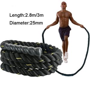 25 mm 2,7 m volwassen fitness MMX vechttraining dik touw zwart en geel fysieke fitness polyester gewichtdragend springtouw 220517