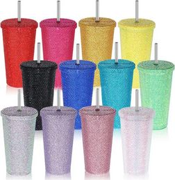 25oz Diamond Tuimelaars Met Deksel 750ml Roestvrijstalen Waterflessen Kleurrijke Glanzende Drinkbekers Dubbelwandige Geïsoleerde Tumbler JN13