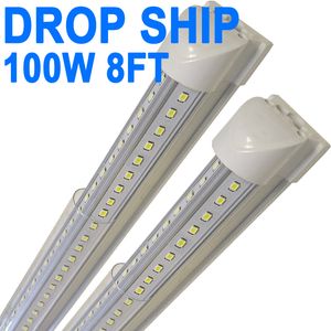 Lot de 25 lampes LED T8 pour magasin, 2,4 m, 100 W, 6 500 K, lumière du jour, blanc lumière du jour, tube intégré à LED, barre lumineuse LED, garages électriques filaires, atelier, établi, grange crestech