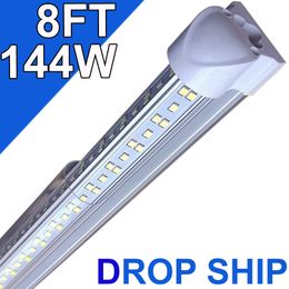 Paquete de 25 luces LED T8 para tienda, 8 pies, 144 W, 6500 K, luz blanca diurna, luces de tubo integradas LED conectables, luces de barra LED para garajes, bancos de trabajo usastock