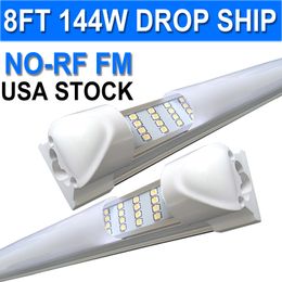 Lot de 25 lampes d'atelier LED T8, 2,4 m, 144 W, 6 500 K, blanc lumière du jour, connectables, tubes intégrés LED NO-RF RM, barre lumineuse pour garages, ateliers, établis usastock