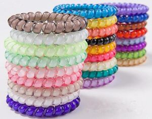 25pcs 25 couleurs 5 cm de haute qualité Téléphone Cordon de fil Gum Coie à cheveux Elastic Band Elastic Ring Rope Candy Color Bracelet Stretchy3995364